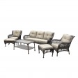 6pc Wicker Seating Set with Tan Cushions