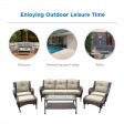6pc Wicker Seating Set with Tan Cushions