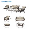 6pc Wicker Seating Set with Tan Cushions