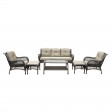 6pc Wicker Seating Set with Tan Cushions