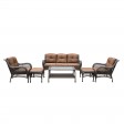 6pc Wicker Seating Set with Brown Cushions