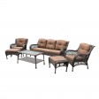 6pc Wicker Seating Set with Brown Cushions