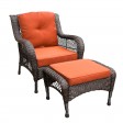 6pc Wicker Seating Set with Orange Cushions
