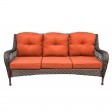 6pc Wicker Seating Set with Orange Cushions