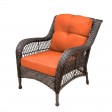 6pc Wicker Seating Set with Orange Cushions
