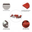 6pc Wicker Seating Set with Brick Red Cushions