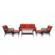 6pc Wicker Seating Set with Brick Red Cushions