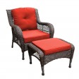 6pc Wicker Seating Set with Brick Red Cushions
