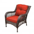 6pc Wicker Seating Set with Brick Red Cushions