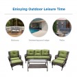 6pc Wicker Seating Set with Sage Green Cushions