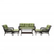 6pc Wicker Seating Set with Sage Green Cushions