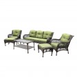 6pc Wicker Seating Set with Sage Green Cushions