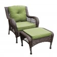 6pc Wicker Seating Set with Sage Green Cushions