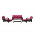 6pc Wicker Seating Set with Red Cushions