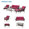6pc Wicker Seating Set with Red Cushions