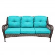 6pc Wicker Seating Set with Turquoise Cushions