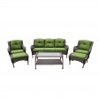 6pc White Wicker Seating Set with Hunter Green Cushions