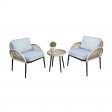 3PC ROPE WICKER CUSH CHAT SET GREY