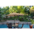 6.5FT x 10FT Aluminum Patio Market Umbrella Tilt with Crank - Brown Fabric/Black Pole