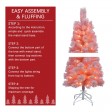 4FT PRE-LIT FLOCKED PINK TREE
