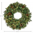 24 inch Christmas Wreath with Pine Needles and Lights