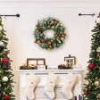 24 inch Eucalytpus Christmas Wreath with Red Berries and Lights