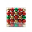 50Pk 75Mm Plastic Ornaments -Gold/Red/Green