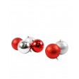 50Pk 75Mm Plastic Ornaments -Red/Silver