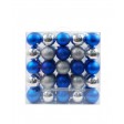 50Pk 75Mm Plastic Ornaments -Blue/Silver