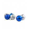 50Pk 75Mm Plastic Ornaments -Blue/Silver