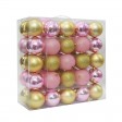 Combo 50Pk 3 Inch Shiny Glitter Square-Gold/Pink Christmas Ornament