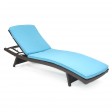 Wicker Adjustable Chaise Lounger with Sky Blue Cushion - Set of 2