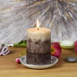 3 x 4 Inch Tritone Brown Scented Pillar Candle(24pcs/Case)