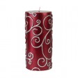 3 x 6 Inch Red Scroll Pillar Candle