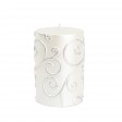 3 x 4 Inch White Scroll Pillar Candle (12pcs/Case) Bulk