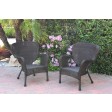 Set of 2 Windsor Espresso Resin Wicker Chair without Cushions