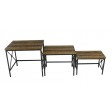 Set of 3 Rectangle Wood and Metal  End Table