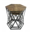 Set of 3 Hexagon Wood and Metal End Table