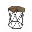 Set of 3 Hexagon Wood and Metal End Table