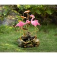 Two Flamingos Metal Water Fountain