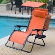 Oversized Zero Gravity Chair with Sunshade and Drink Tray - Orange
