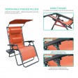 Oversized Zero Gravity Chair with Sunshade and Drink Tray - Orange