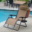 Oversized Zero Gravity Chair with Sunshade and Drink Tray - Tan