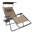 Oversized Zero Gravity Chair with Sunshade and Drink Tray - Tan