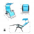 Oversized Zero Gravity Chair with Sunshade and Drink Tray - Pacific Blue