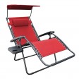 Set of 2 Oversized Zero Gravity Chair with Sunshade and Drink Tray - Red