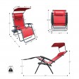 Set of 2 Oversized Zero Gravity Chair with Sunshade and Drink Tray - Red