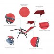 Set of 2 Oversized Zero Gravity Chair with Sunshade and Drink Tray - Red
