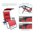 Set of 2 Oversized Zero Gravity Chair with Sunshade and Drink Tray - Red