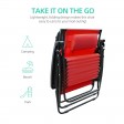 Oversized Zero Gravity Chair with Sunshade and Drink Tray - Red